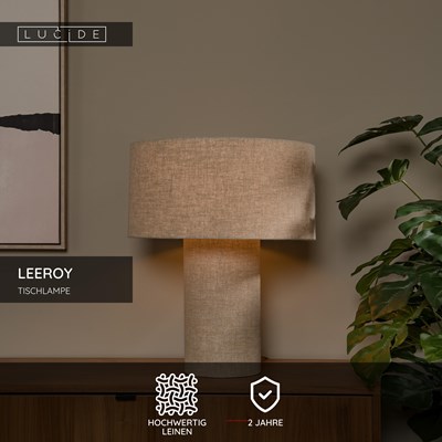 Lucide LEEROY - Tischlampe - 1xE27 - Taupe